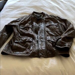 Lucky brand leather bomber jacket